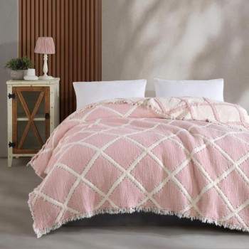 Покрывало турецкое муслин двустороннее 230x250 Exclusive Ivory-Pudra