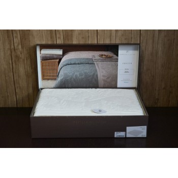 Кремовая простынь махровая Турция евро 220x240 Amazon Ekru 100% хлопок фото 4