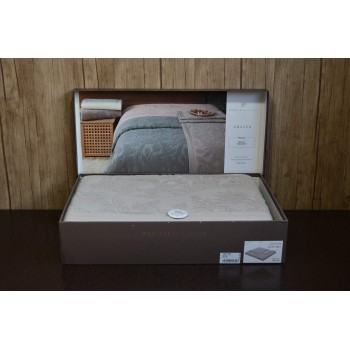 Евро простынь махровая жаккард 220x240 Amazon K.Bej Турция 100% хлопок фото 1