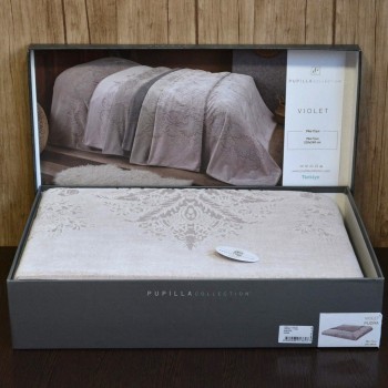 Махровое покрывало на кровать евро 220x240 Violet Pudra Турция 100% хлопок 34100-5 от Pupilla в интернет-магазине PannaTeks