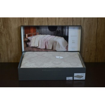 Махровая простынь на кровать 220x240 евро Sarah Koyu Bej Турция фото 3