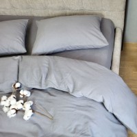 Однотонная постель из фланели (байка) Серая Гавань