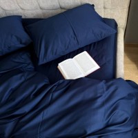 Белье постельное сатин Синий LUX Однотонный