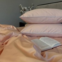 Сатин белье постельное Пудровый LUX Однотонный с кантом