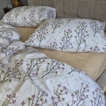 Хлопковое белье постельное Веточка Лун (беж) cotton