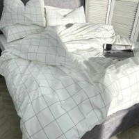 Постельное белье из вареного хлопка в клетку White Plaid