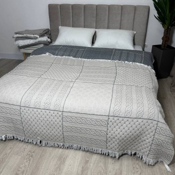 Муслиновое покрывало с бахромой двустороннее Айлин Бежевый 700779 от HomeBrand в интернет-магазине PannaTeks