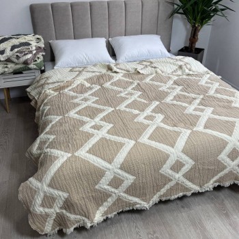 Двустороннее покрывало муслин 100% хлопок 200x230 Паула Бежевая 700831 от HomeBrand в интернет-магазине PannaTeks