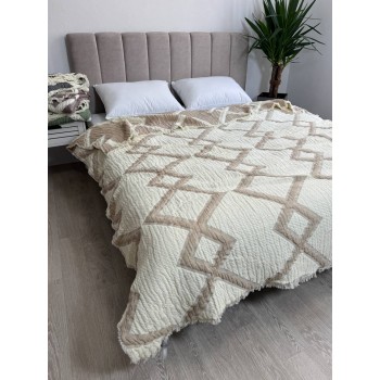 Двустороннее покрывало муслин 100% хлопок 200x230 Паула Бежевая фото 9