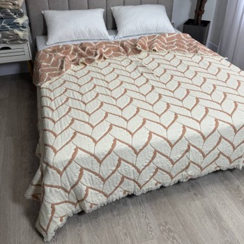 Двустороннее покрывало муслиновое 220x240 Аларик Айвори-Коричневый 700846 от HomeBrand в интернет-магазине PannaTeks