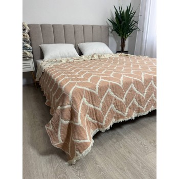 Двустороннее покрывало муслиновое 220x240 Аларик Айвори-Коричневый фото 4