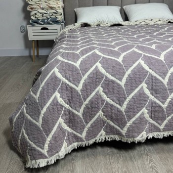 Покрывало евро двустороннее муслиновое 220x240 Аларик Сливовый 700851 от HomeBrand в интернет-магазине PannaTeks