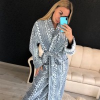 Халат на запах большого размера Косичка велсофт