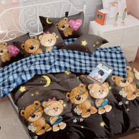 Постельное белье бязь люкс Медвежата Brown с компаньоном
