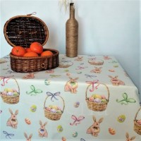 Скатерть на пасхальный стол Зайчик с корзинкой