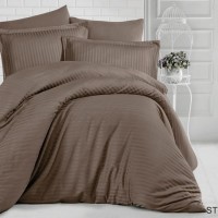 Постельное белье из страйп сатина Luxury Коричневый