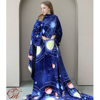 Теплый плед с рукавами Планеты микрофибра фото 4