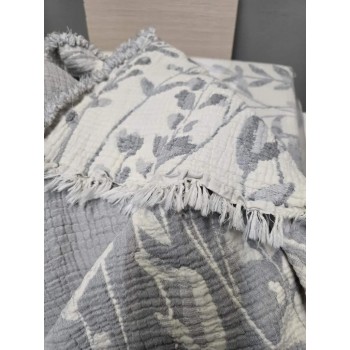Двустороннее покрывало муслиновое на кровать 230x250 Cicekli Gri Турция фото 1