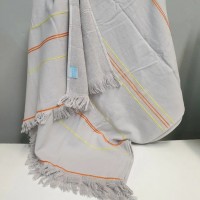 Пляжное полотенце пештемаль махра 90x190 Rocco Tas серо-бежевый Турция