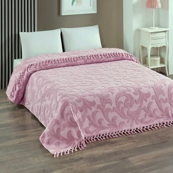 Евро простынь махровая Турция 220x240 Exclusive Pudra с кисточками