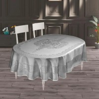 Овальная скатерть на стол водоотталкивающая Viyana Серая 160x220 Овальная скатерть на стол водоотталкивающая Viyana Серая 160x220