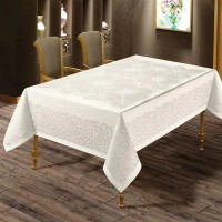 Скатерть с водоотталкивающим покрытием 160x220 Flowers Крем Турция